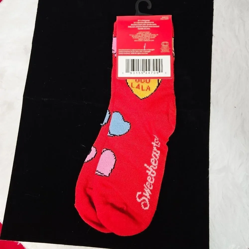 Sweethearts Conversation Hearts Kids Crew Socks – Red Valentine Candy Kawaii